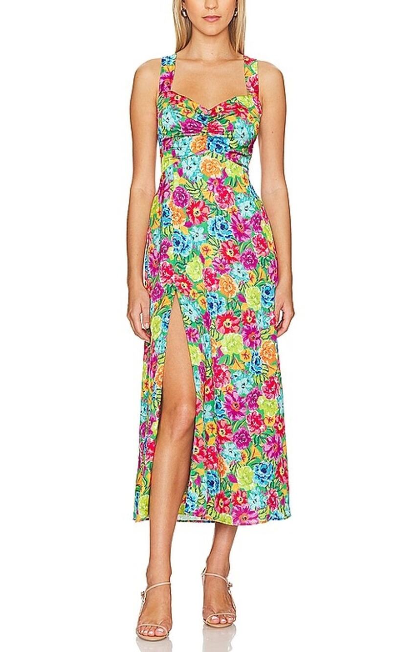 Show Me Your Mumu Vibrant Bright Floral Mina Dress Size M